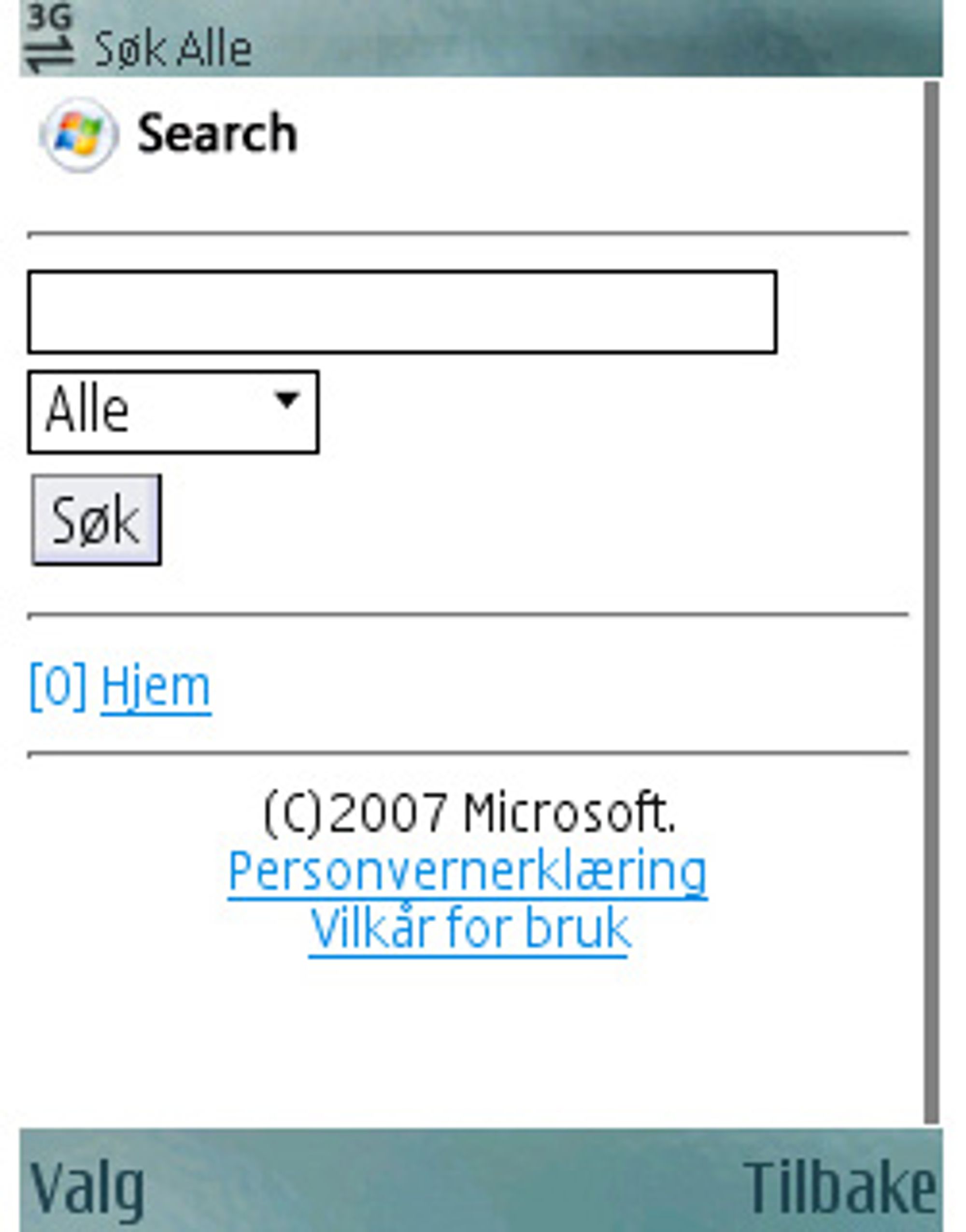 Microsoft Live-søket fungerer bra, men bare på fulle nettsider.