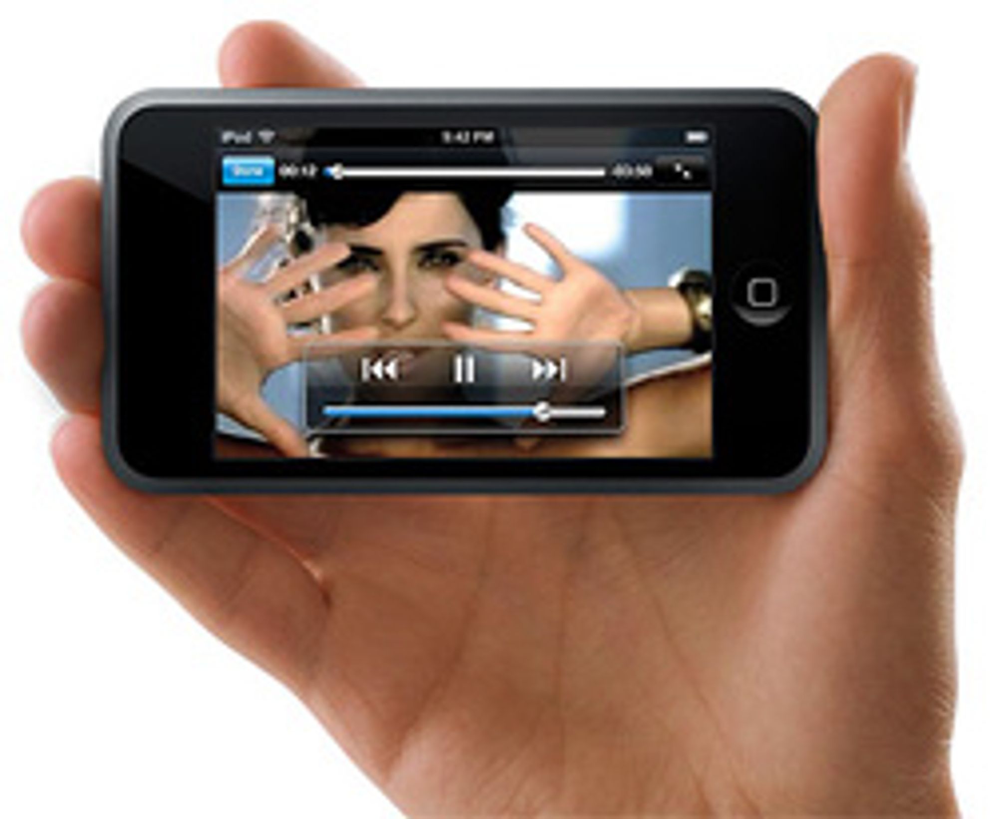 Skjermen til iPod Touch skimrer på svarte områder. (Foto: Apple)