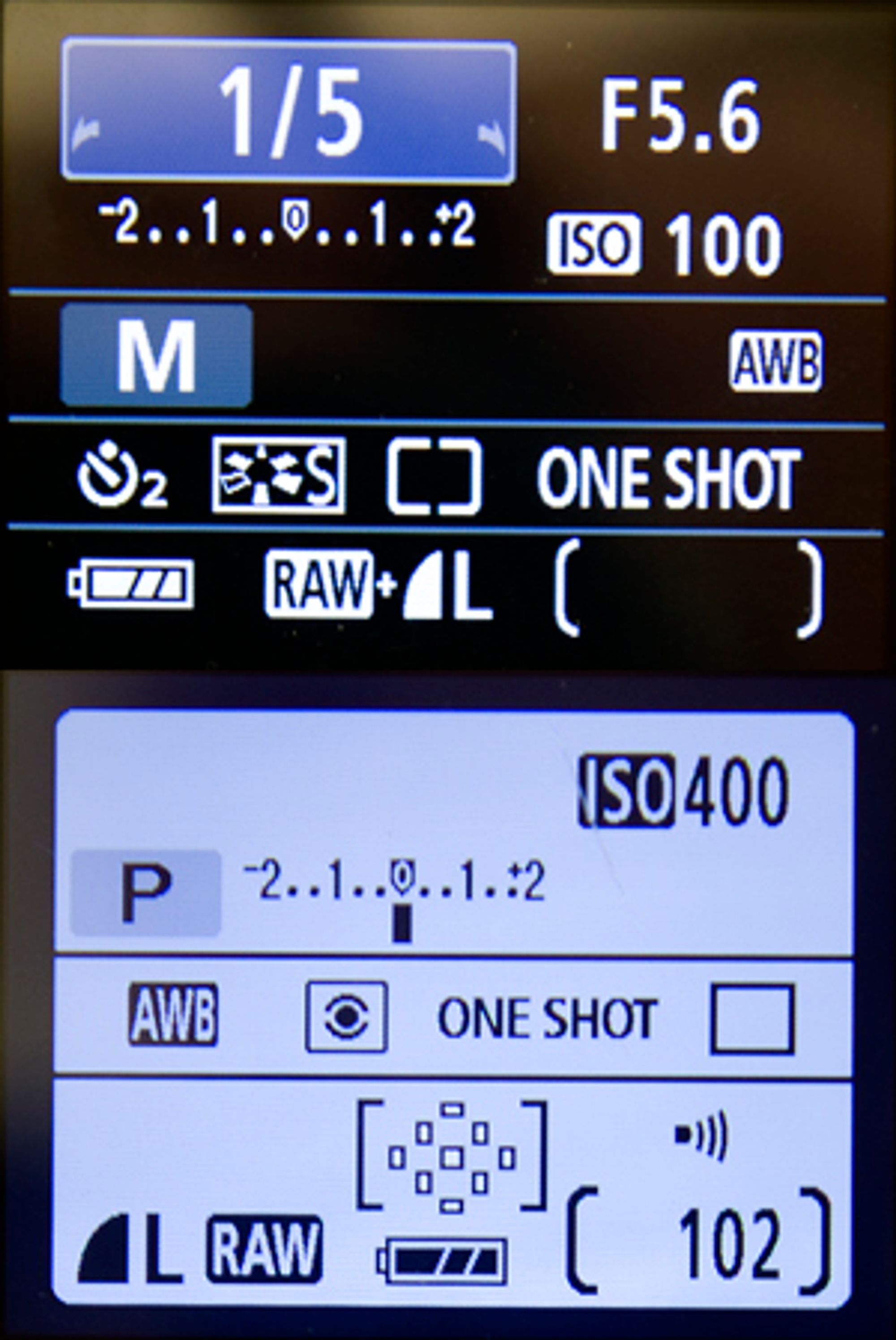 1000D øverst, 400D nederst