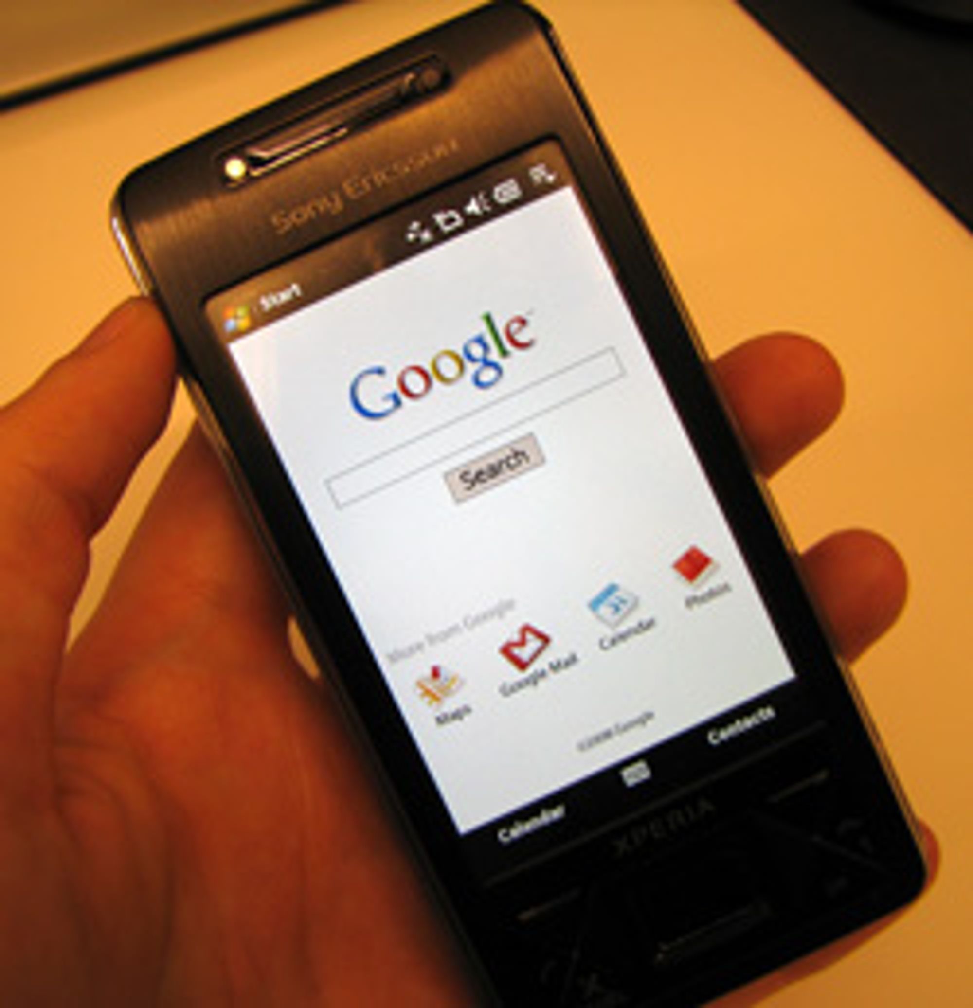 Google-panelet med snarveier til blant annet Gmail.