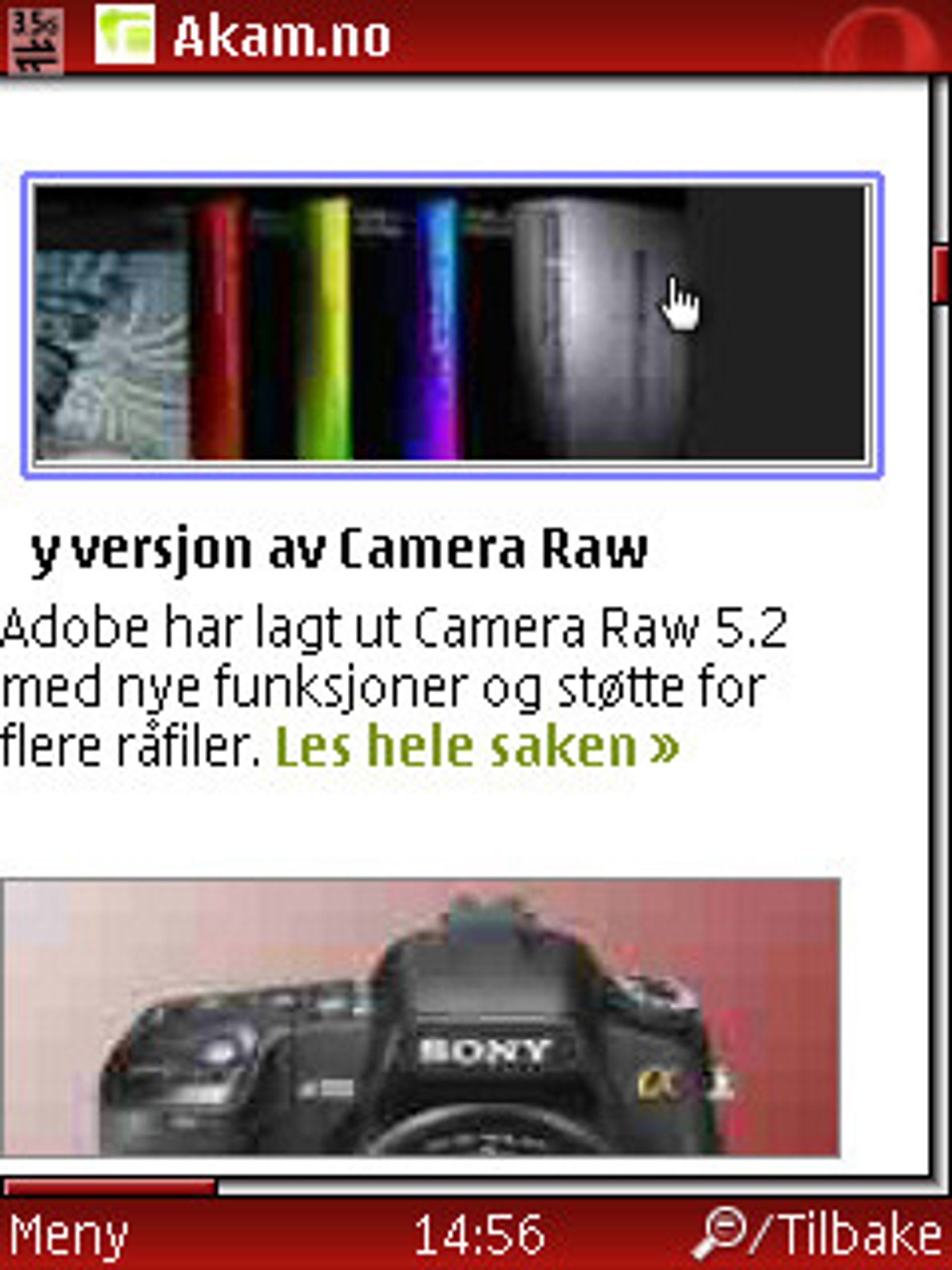 Opera Mini lar deg surfe p� fulle nettsider uten at det koster allverdens. (Her: akam.no)