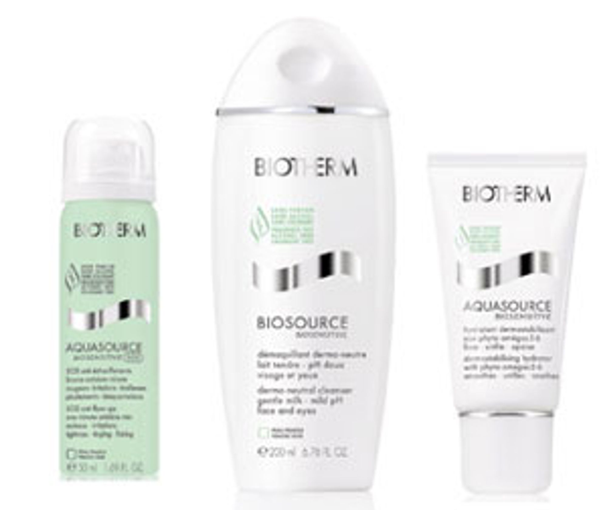 NY LINJE: Ogs� Biotherm kaster seg p� den rene hudpleietrenden. Aquasource Biosensitive inneholder verken parfyme eller farge. 