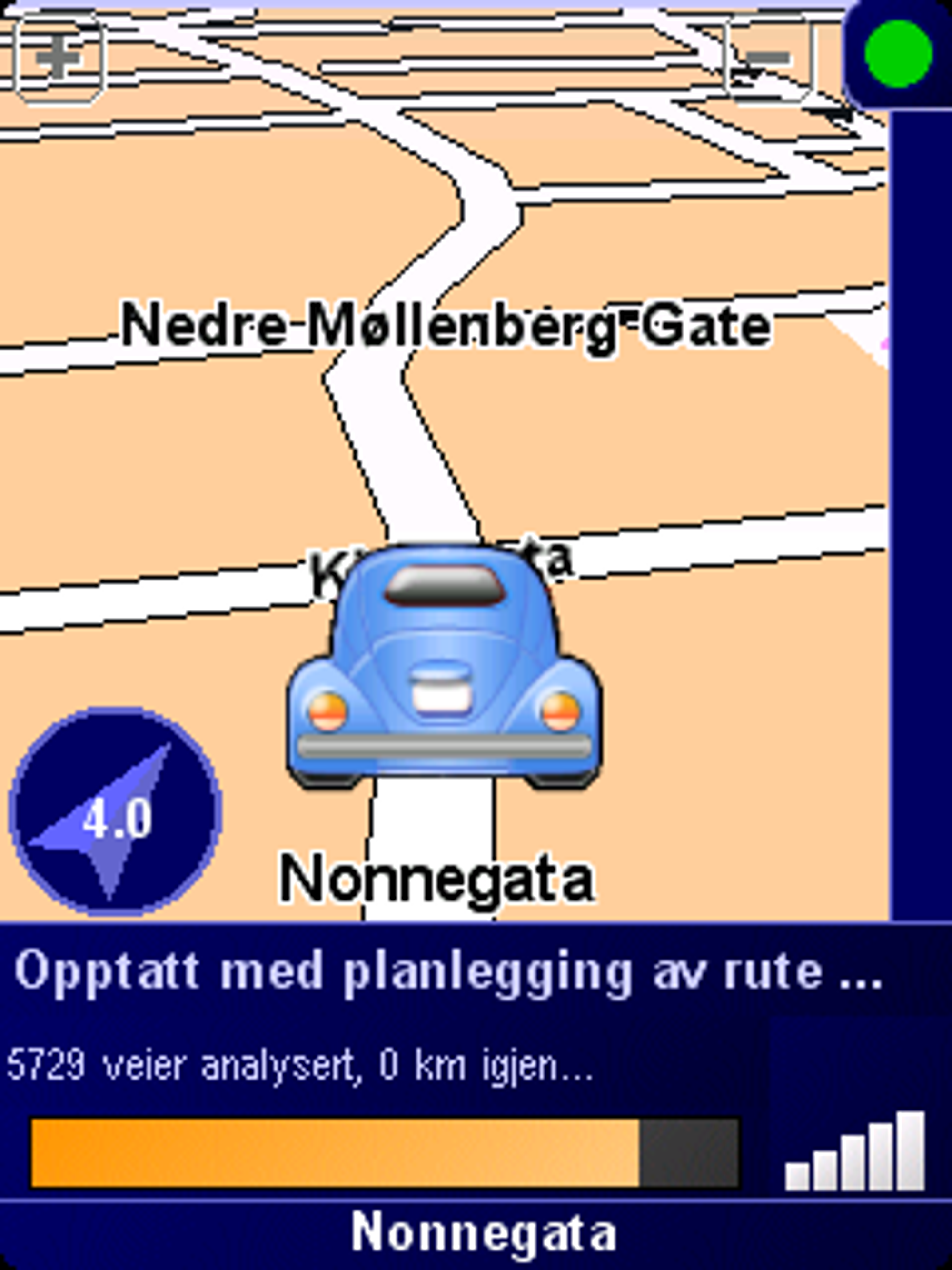Ny rute beregnes rask dersom du tar en avstikker fra planlagt rute.