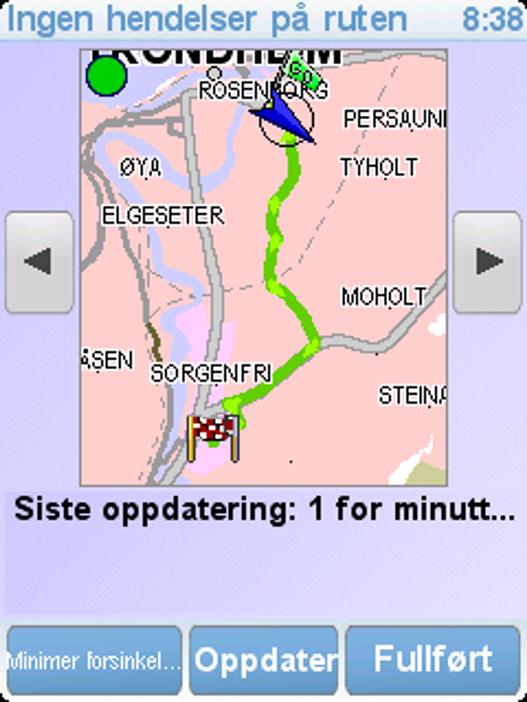 Du kan få informasjon om trafikkholdene på din rute.