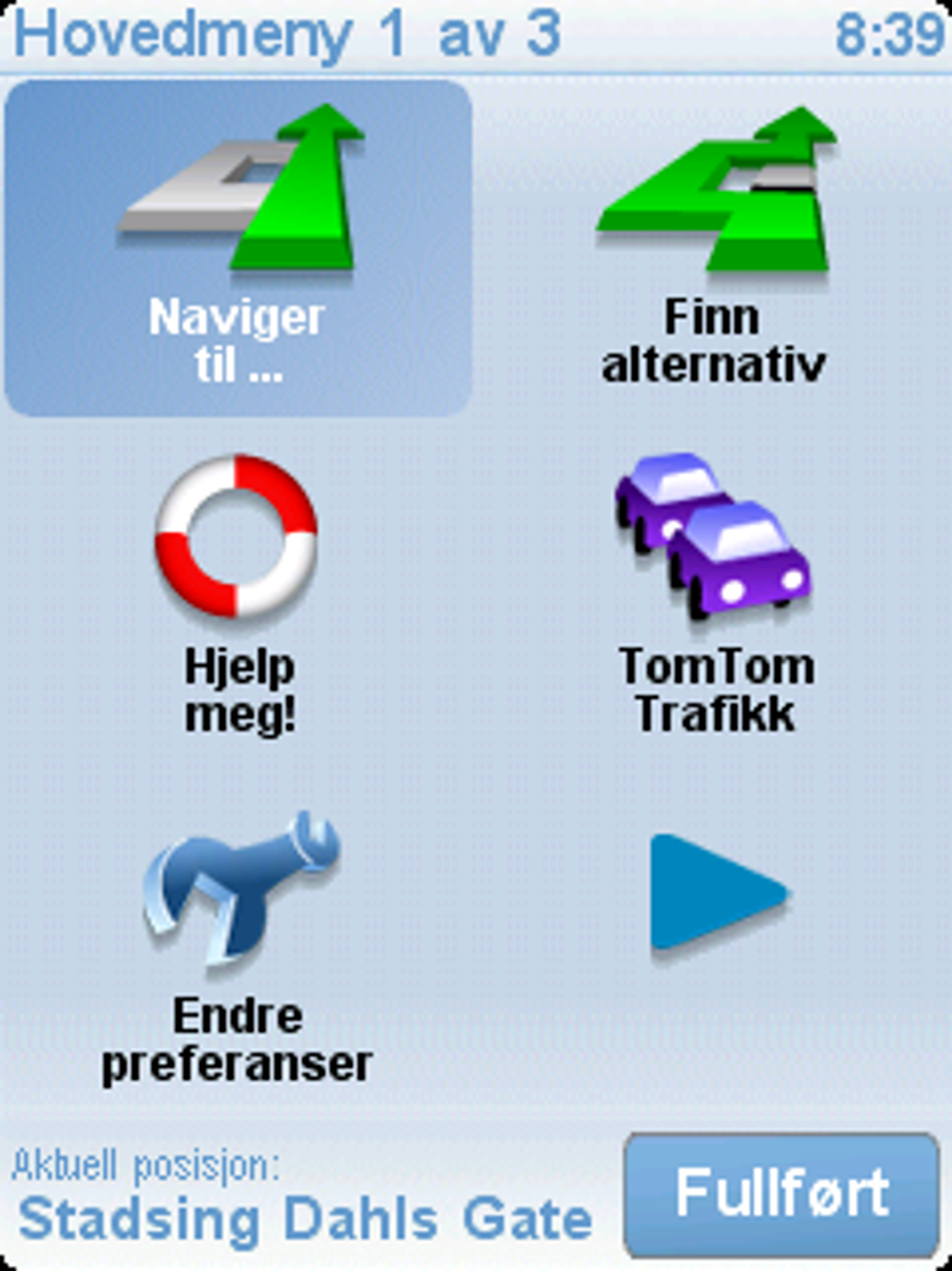 Menyene er velkjente for Tomtom.
