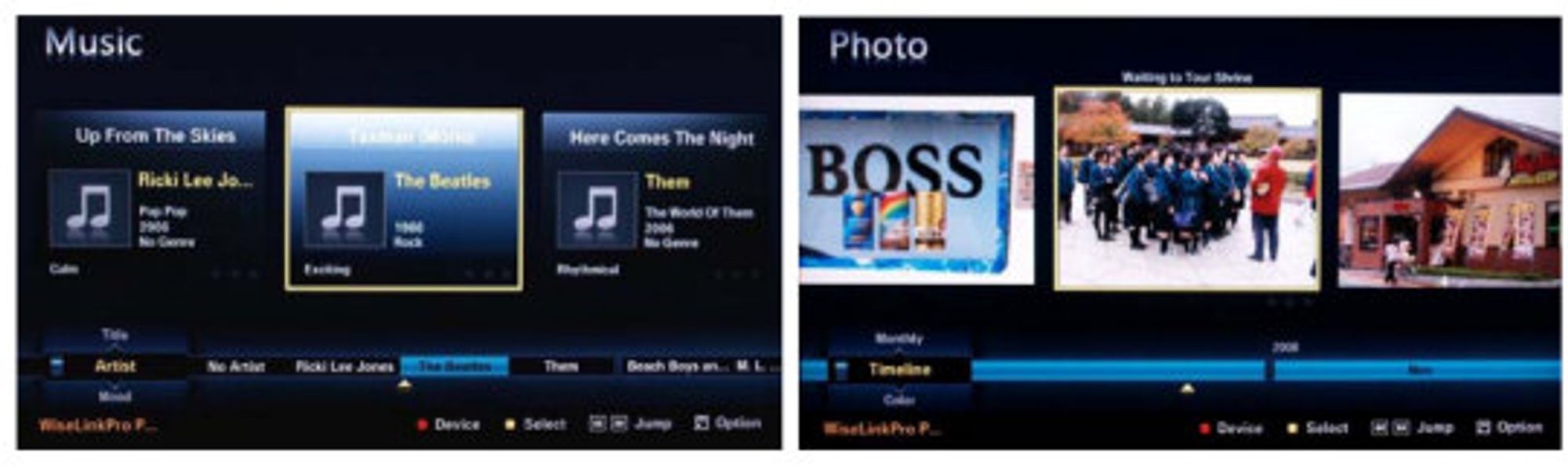 DLNA-grensesnitt p� Samsung-TV-er<br /> (klikk for st�rre bilde)