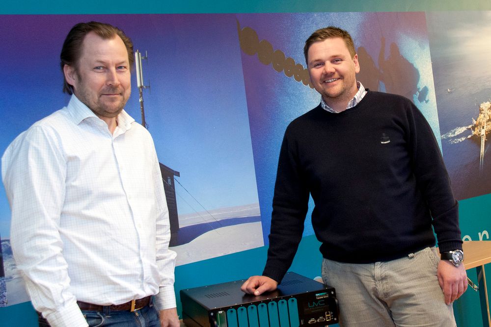 <p>Daglig leder Arne Ritari og selger Marius Marents hos Last Mile Communications (foto: Kurt Lekanger).</p>