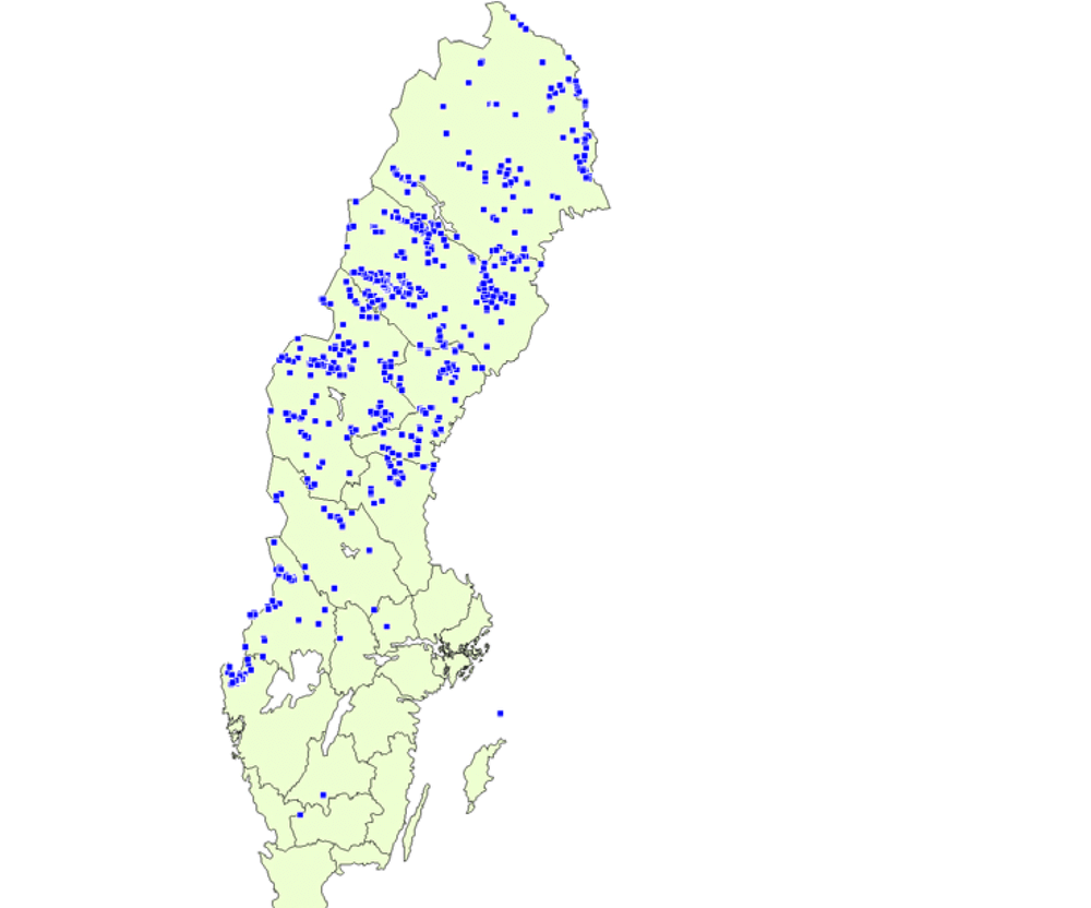 <p>Kartet viser hvor det er hull i den svenske bredb&aring;ndsdekningen.</p>