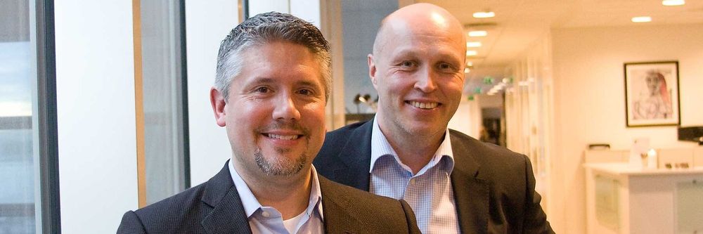 Lederen for Amazon Web Services i Norden og Baltikum, Darren Mowly og Nordcloud-sjef Esa Kinnunen får norsk representasjon når Nordcloud nå etablerer seg i Norge.