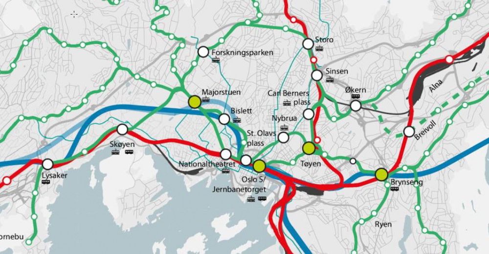 K4 Jernbane og T-bakekonseptet: I dette konseptet vil en ny jernbanetunnel mellom øst og vest i Oslo gi mer kapasitet til region- og godstog. Jernbanetunnelen kan få nye sentrumsstasjoner..