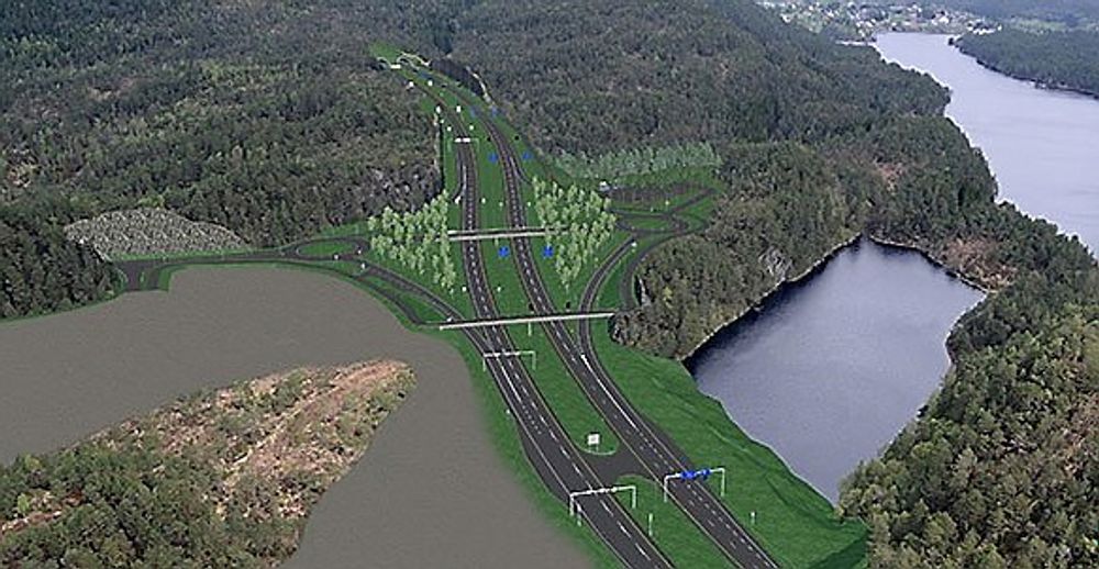 Veidekke skal blant annet bygge motorvegen mellom tunnelene i Endalausmarka i Os kommune. (Foto og montasje: Knut Opeide og David Furstenberg)