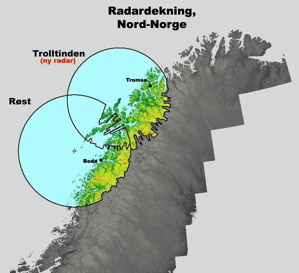 Værradaren på Andøya skal overlappe Røst-radaren og dekke kysten nord til Tromsø: