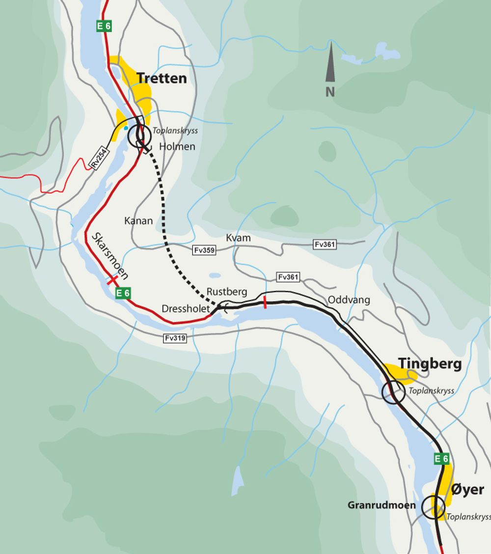 E 6 gjennom Gudbrandsdalen blir to kilometer kortere enn i dag når den 3,85 km lange Øyertunnelen blir åpnet senest 1. desmber 2012.