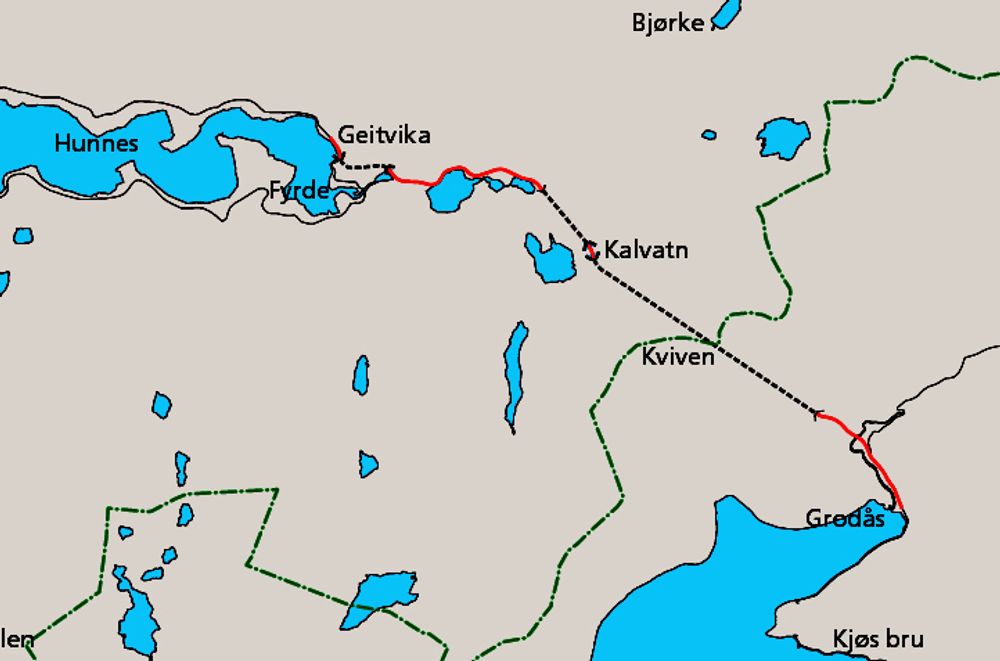Den 7,3 km lange strekningen som nylig har vært ute på anbud, går mellom Geitvika og Kalvatn vest for Kvivstunnelen.