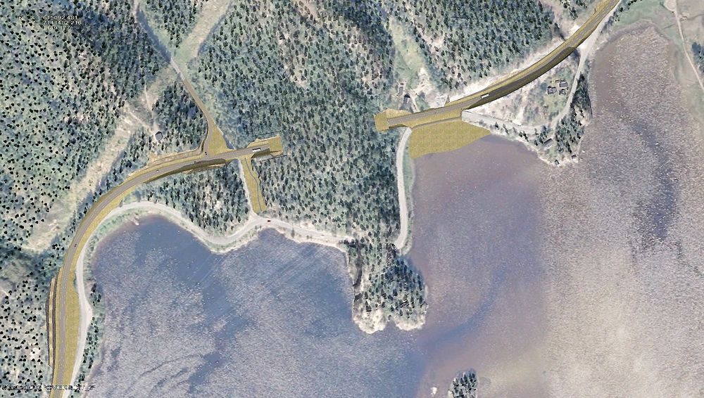 Slik vil fylkesveg 17 se ut fra luften om vel to år når Bangsundsvingene er rettet ut. (Ill.: Statens vegvesen)