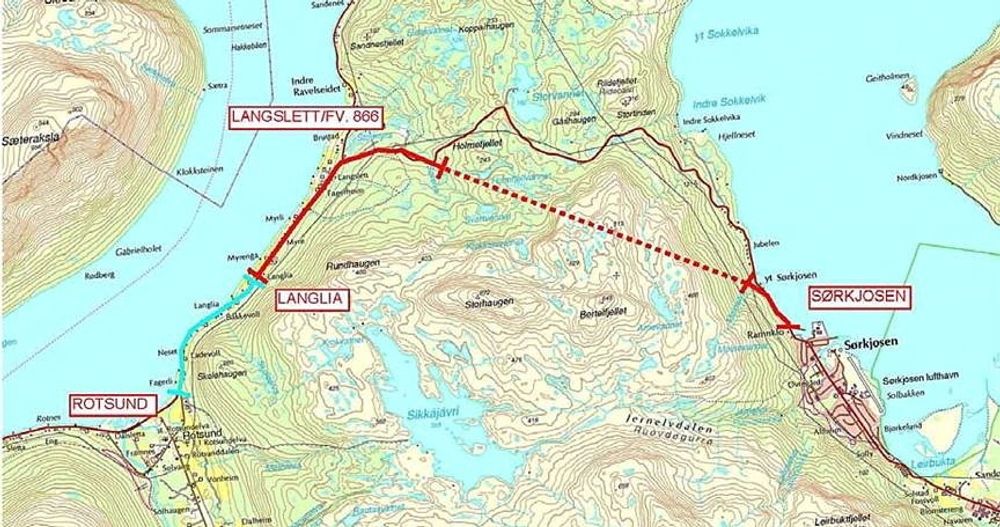 De som vil drive tunnelen gjennom Sørkjosfjellet, må gi anbud innen 12. juni. (Ill.: Statens vegvesen)