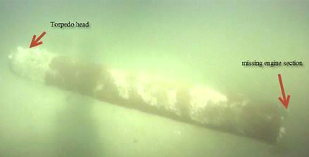 Torpedoen som ligger over Norned-kabelen, har mistet motorseksjonen.