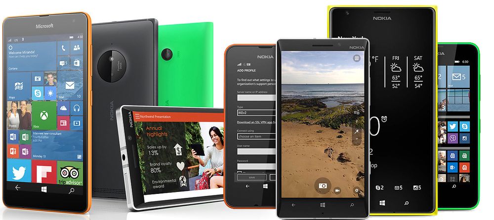 Lumia-telefoner fra Microsoft og Nokia
