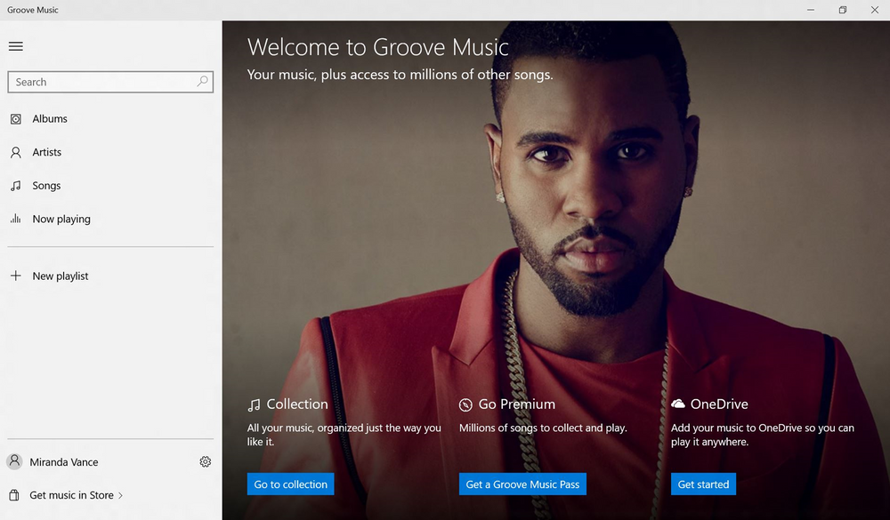 Slik ser Groove Music ut i Windows 10.
