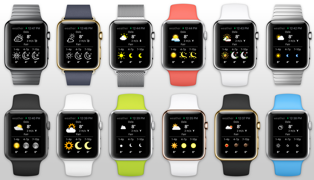 Widget Weather på Apple Watch. Appen har vært ferdigutviklet siden februar.
