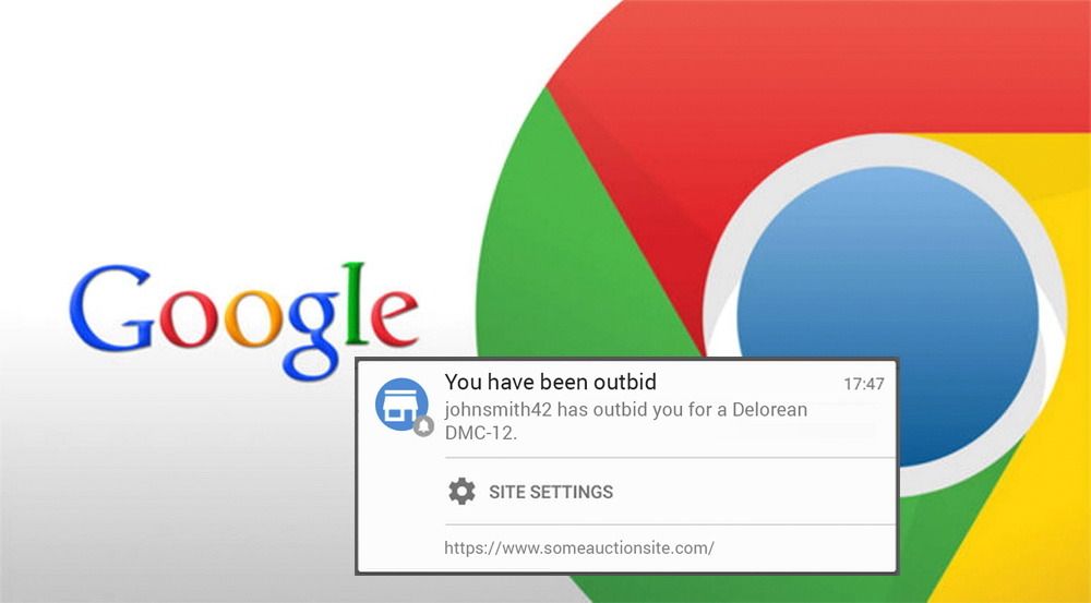 Google Chrome med push-melding