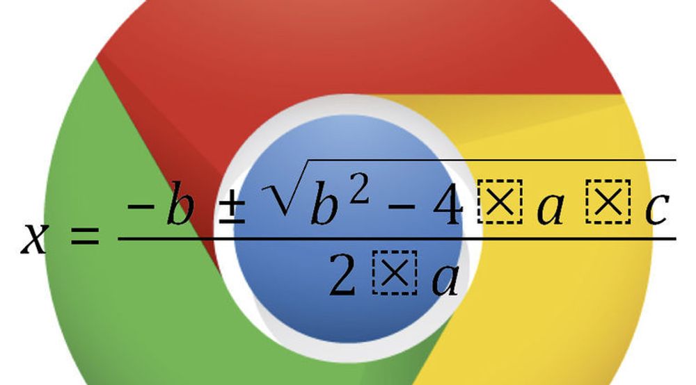 Google Chrome kan nå gjengi matematiske uttrykk som dette, når de er beskrevet med språket MathML.