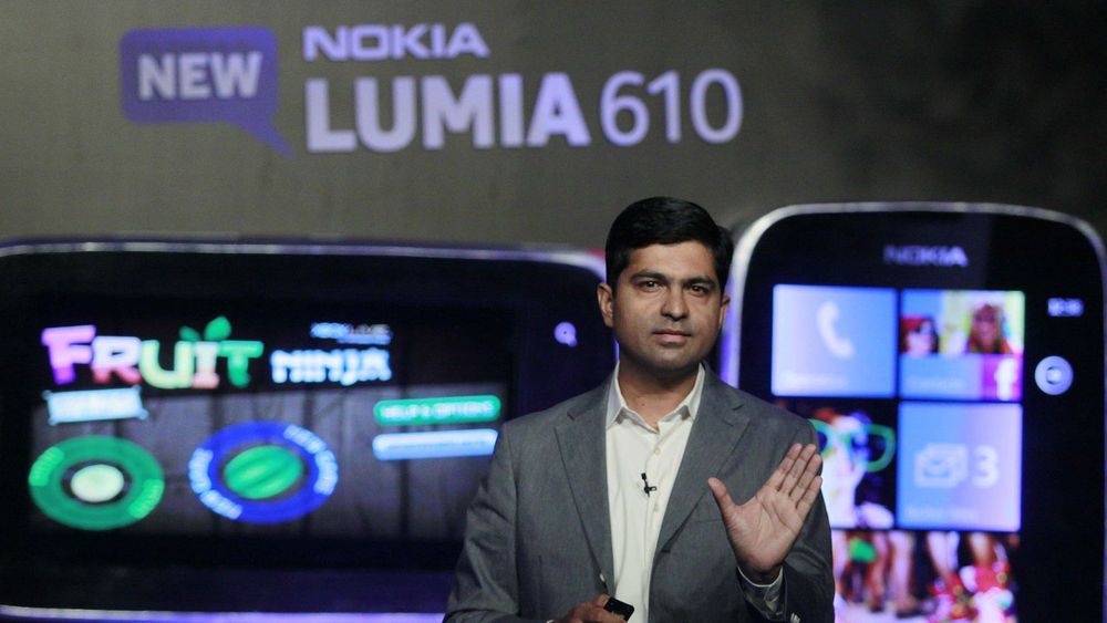 Vipul Mehrotra, ansvarlig for Nokias smartmobiler i India, under lanseringen av Nokia Lumia i New Delhi 6. juli i fjor.