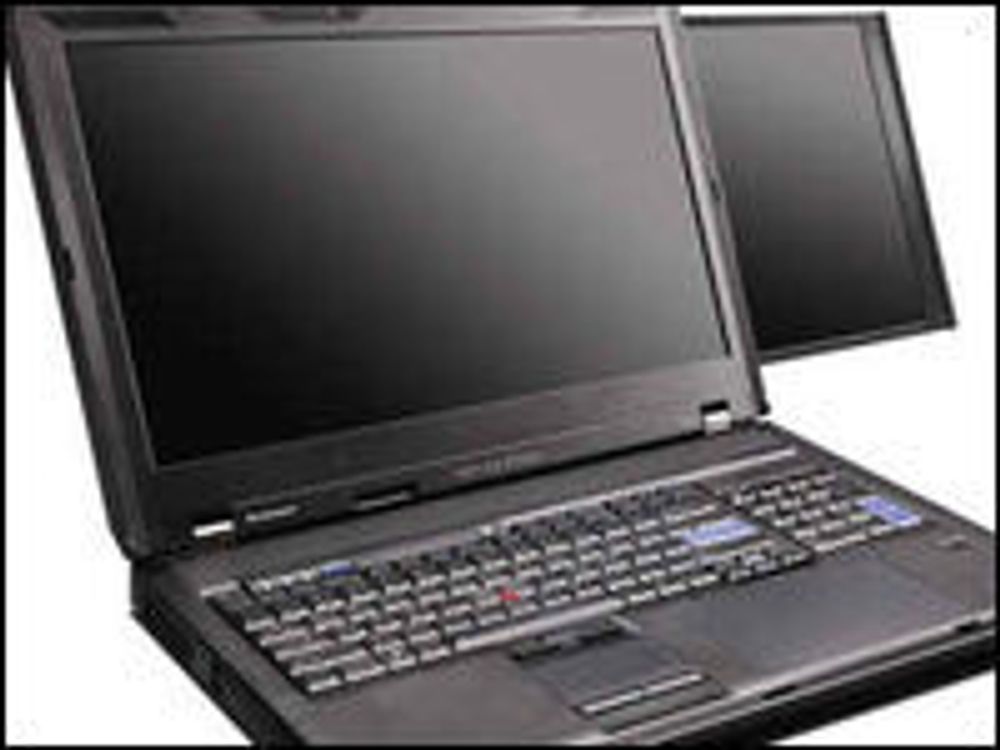 Lenovo Thinkpad W700ds med to skjermer, tegnebrett og numerisk tastatur.