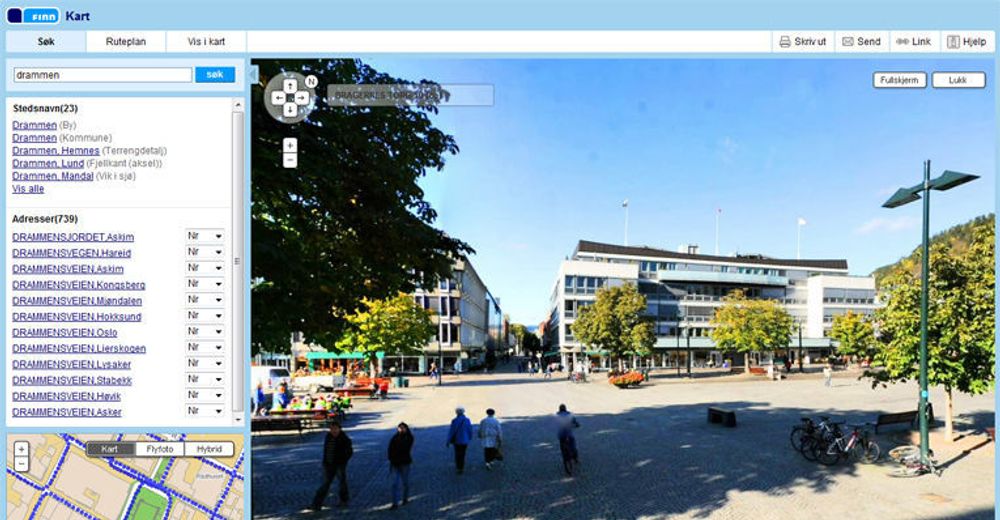 Utvider: Finn.no dekker nå de største byene med gatebilder. Her fra Bragernes Torg i Drammen sentrum.