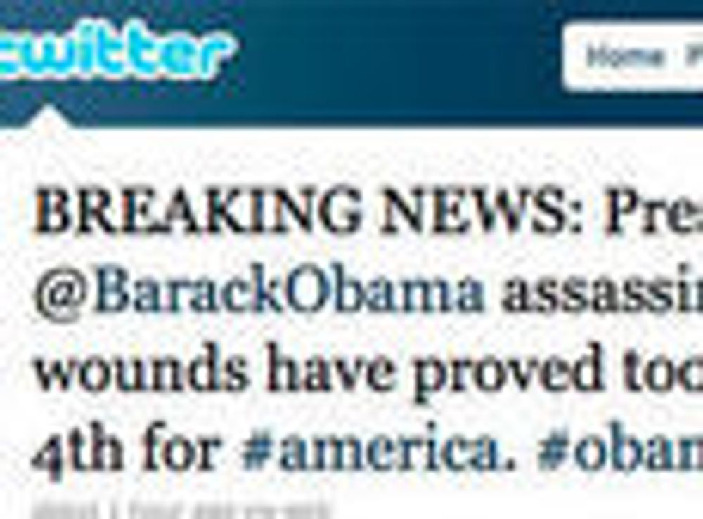 Hacket: Twitter-meldingene om at den amerikanske presidenten er skutt er falske, melder flere medier.