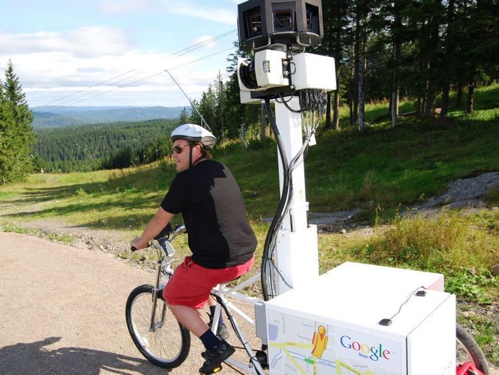 Google brukte Street View-sykkelen i Nordmarka i Oslo i helgen.