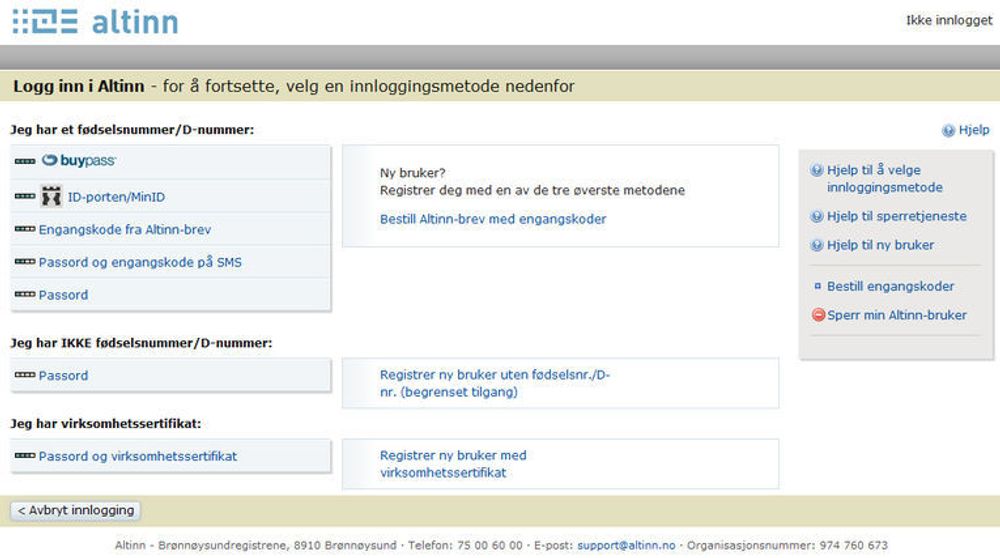 Nå er det igjen mulig å logge inn på Altinn.