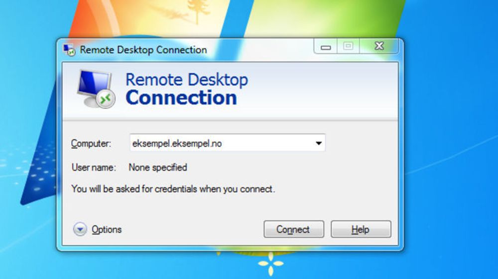Remote Desktop Connection brukes til fjernstyring av Windows-maskiner.