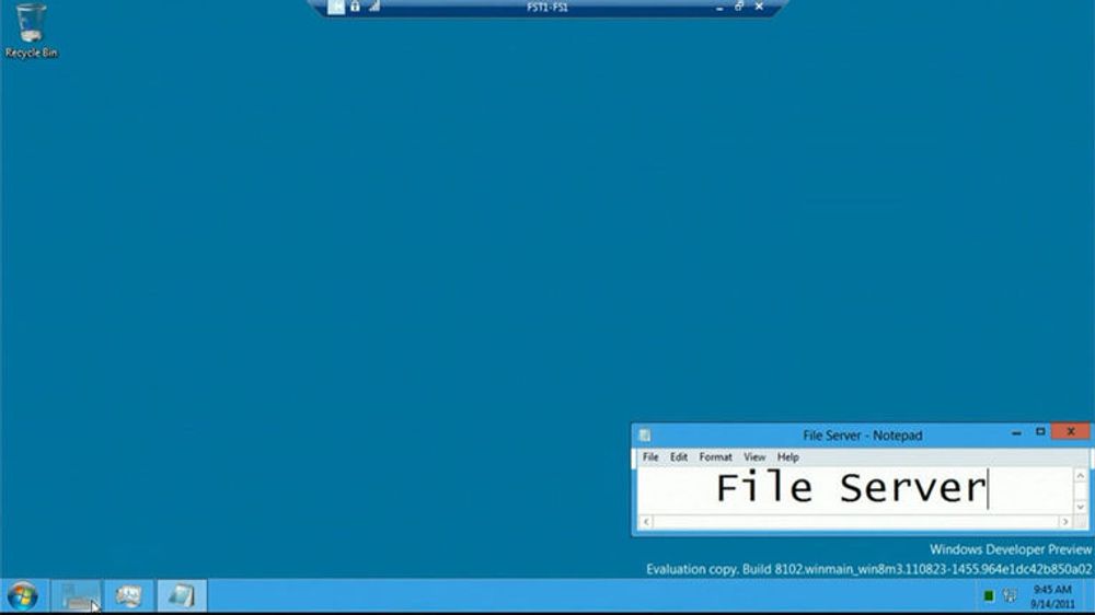 Skrivebordet til det som foreløpig kalles for Windows Server 8.