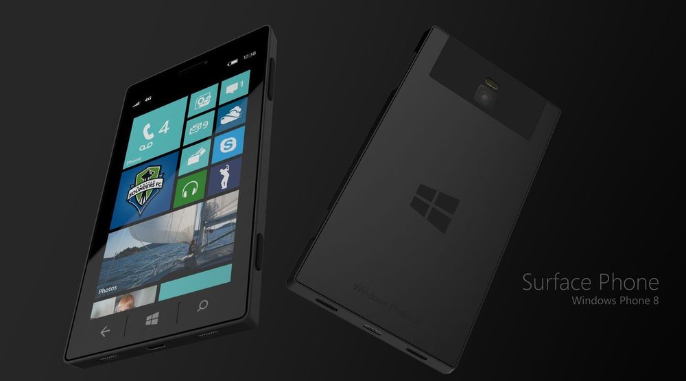 Hvordan Microsofts mobil blir seendes ut vet vi foreløpig ikke, ei heller om navnet blir Surface Phone. Bildet viser hvordan designer Jonas Daehnert forestiller seg produktet.