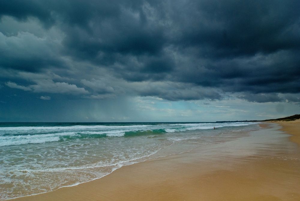 Heavy Clouds ahead of a Storm on a Beach