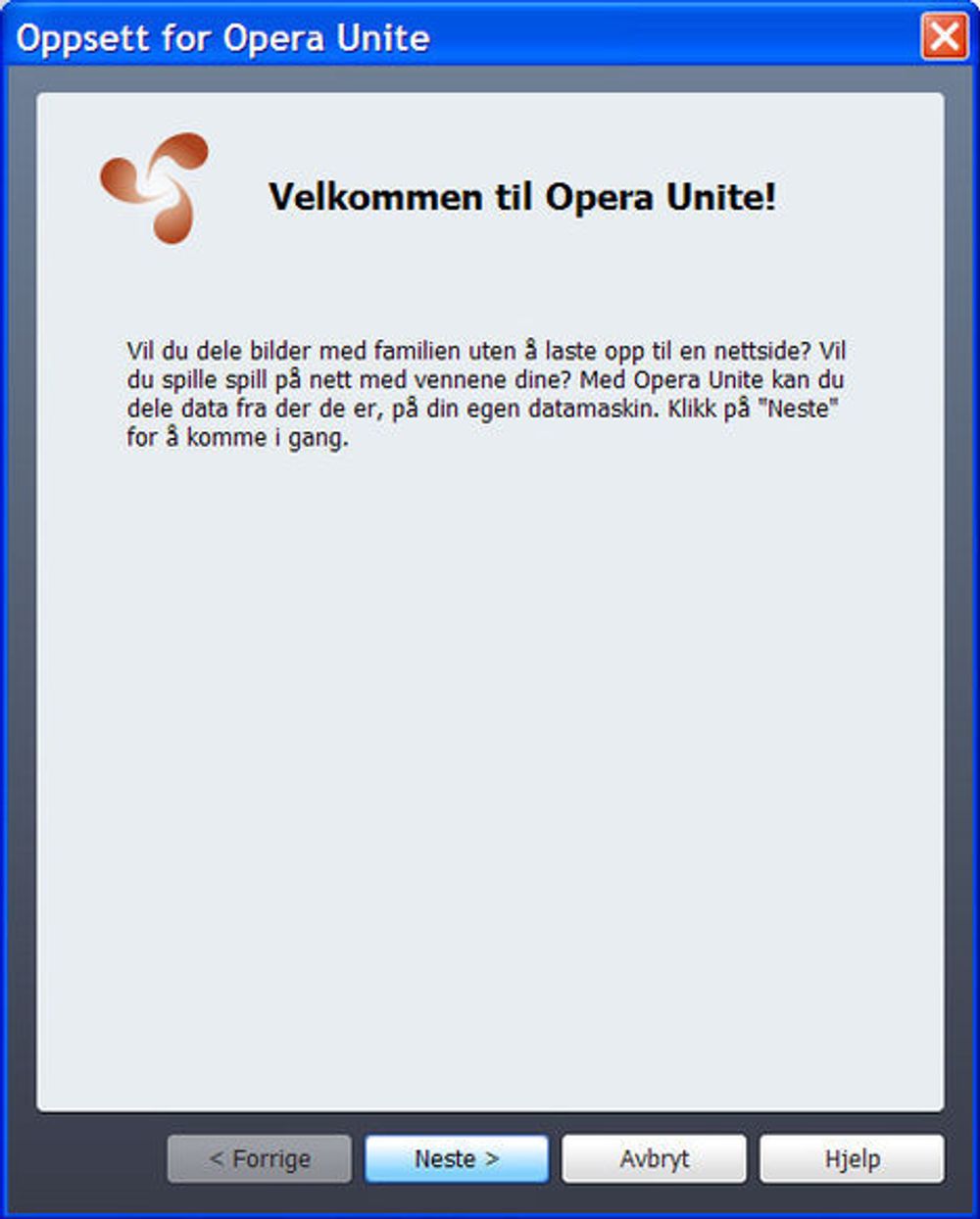 Inngangen til Opera Unite i Opera 10 beta.