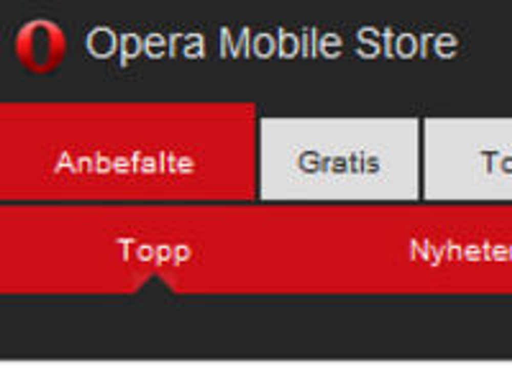 Brukergrensesnittet i Opera Mobile Store.