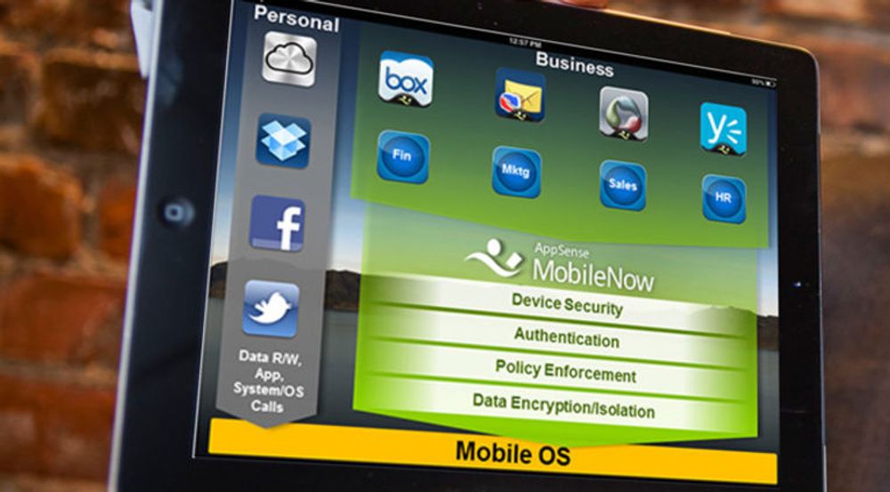 MobileNow på iPad: Den grunnleggende ideen er å skille mellom private og jobbapplikasjoner, og utstyre jobbapplikasjoner med sentralstyrt sikkerhet.