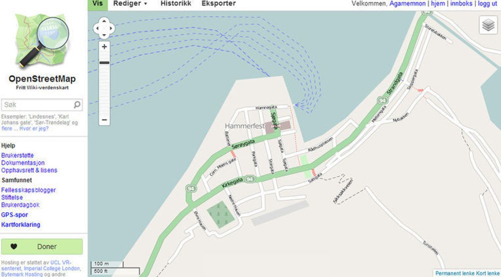 Slik ser Hammerfest ut i OpenStreetMap. Er det noe som ikke stemmer, eller er det detaljer som kan legges til? Kanskje du selv kan bidra til at kartet blir enda litt bedre?