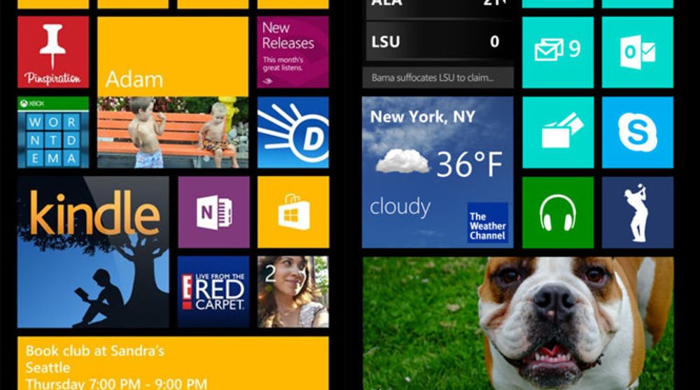 Eksempler på startsskjermer slik de kan settes sammen med Windows Phone 7.8.