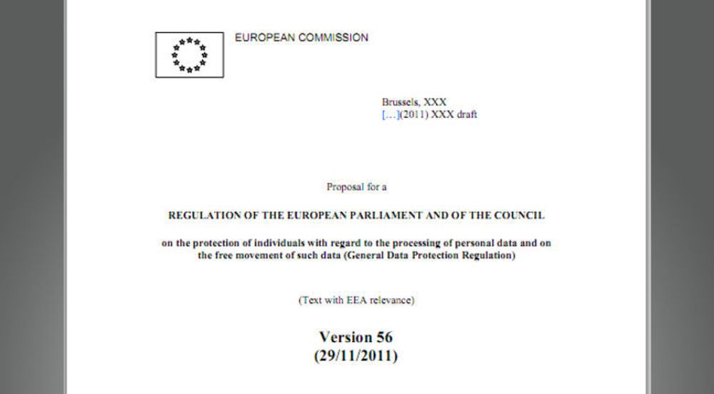Faksimile av dokumentet som inneholder et utkast til EU-diktatet innen personvern. Se lenke i artikkelen.