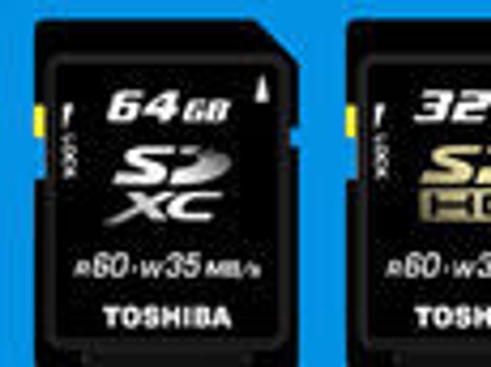 Det kommende SDXC- og SDHC-kortene fra Toshiba.