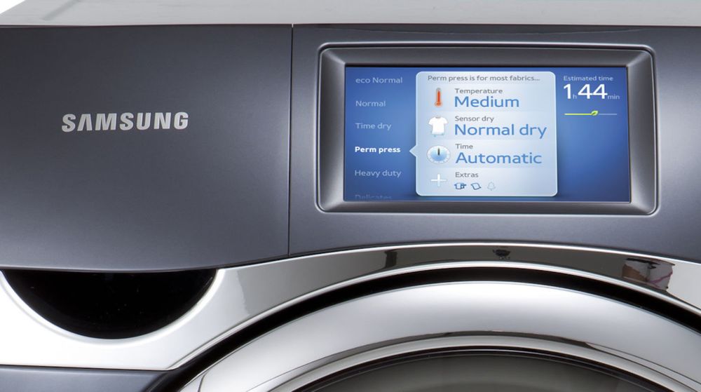 Samsungs WF457-vaskemaskin kan kontrolleres med en mobilapplikasjon.