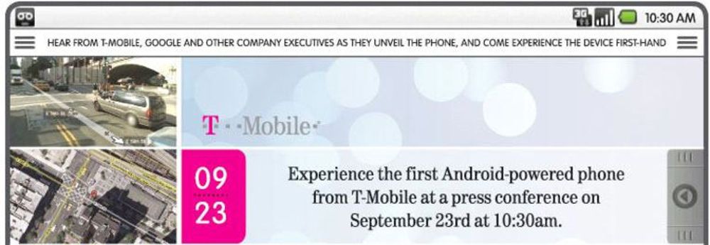 T-Mobile har invitert til demo av en ny mobil med Google Android 23. september.