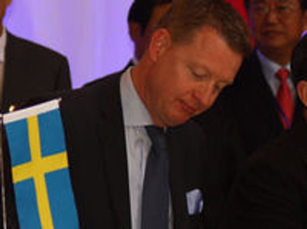 Ericsson-sjef Hans Vestberg under signering av avtaler i Kina i mars 2010.