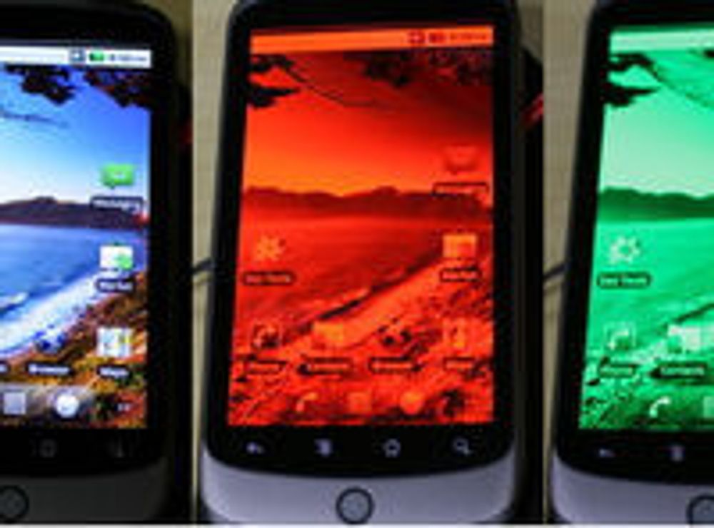 Nexus One med ulike kombinasjoner av fargekanaler.