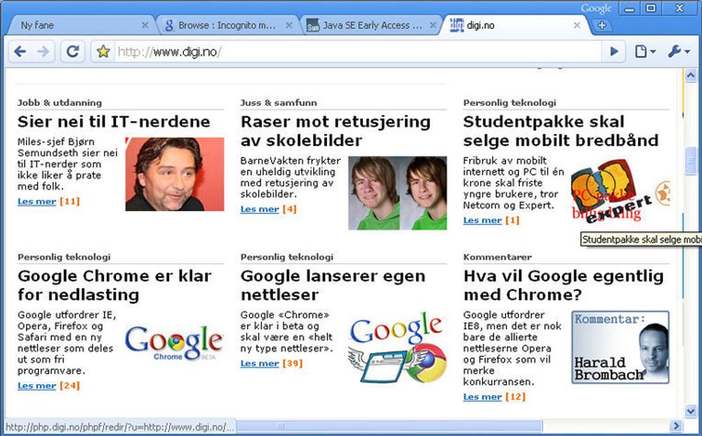 Google Chrome har kommet i en første betaversjon.