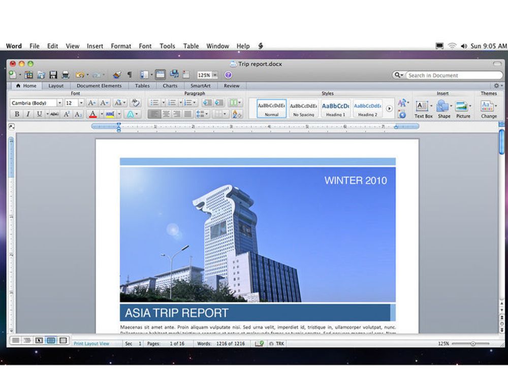 Foreløpig utgave Office for Mac 2011 med ribbon-grensesnittet