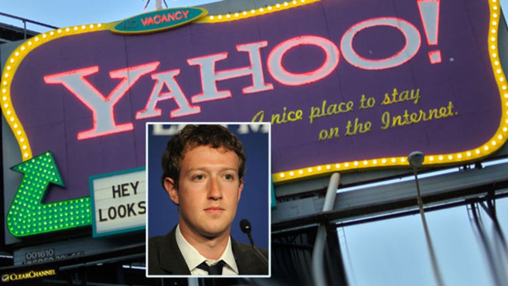 Yahoo har mistet mye av annonseinntektene sine nettopp til Facebook. Nå truer de med patentsøksmål mot Facebook og toppsjef Mark Zuckerberg (innfelt).